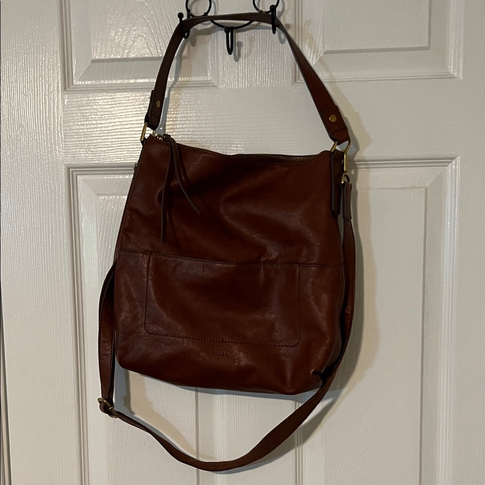 Fossil Brown Leather Shoulder Bag